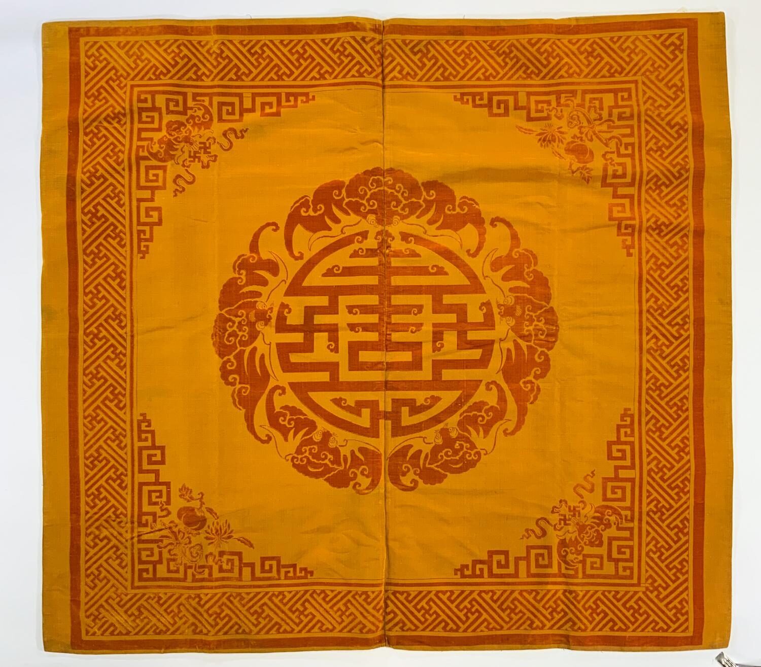 Rare 19h C Void Velvet Imperial Chnese Textile   Coverlet KANG Cover